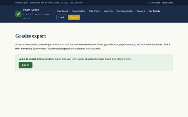 Grades export: analysis-ready data, one row per attempt