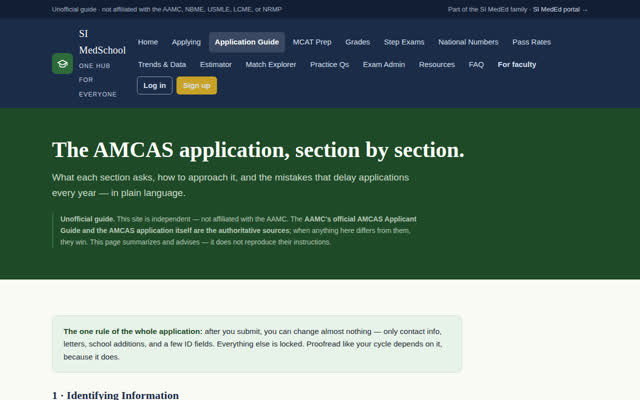 The AMCAS application guide, section by section